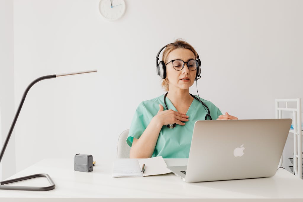 A Female Doctor Having a Video Call