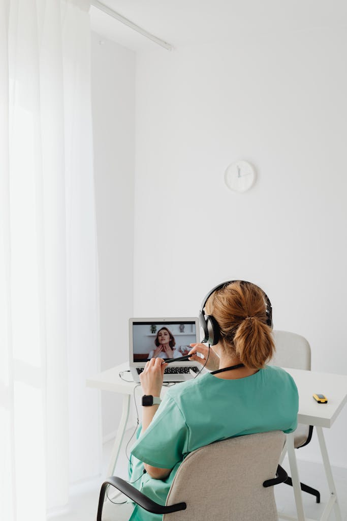 Woman Doing Teleconsultation